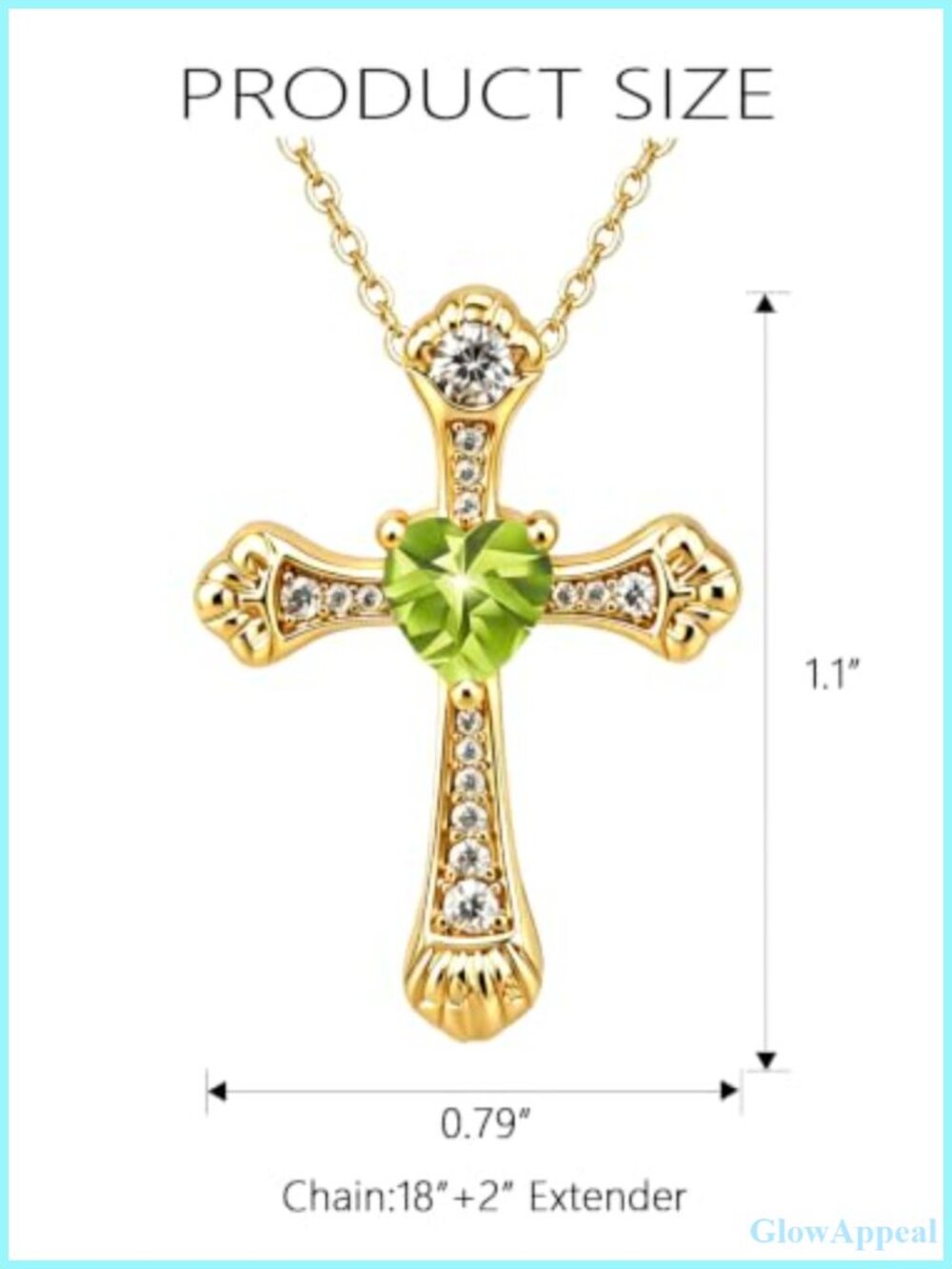 18K Gold Plated Cross Heart Pendant Necklace Cubic Zirconia - Picture 2 of 6